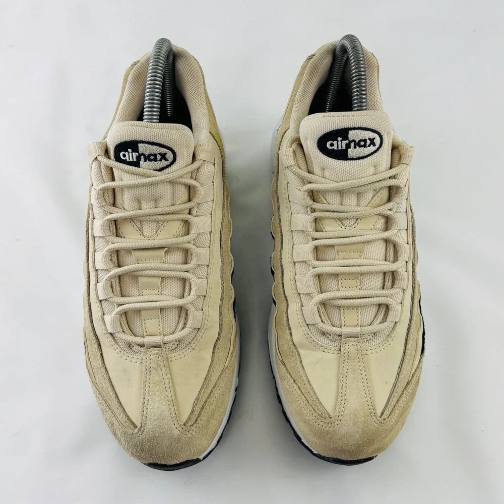 Nike Air Max 95 Premium Light Cream Black Suede Sneakers 807443-203 Womens 8